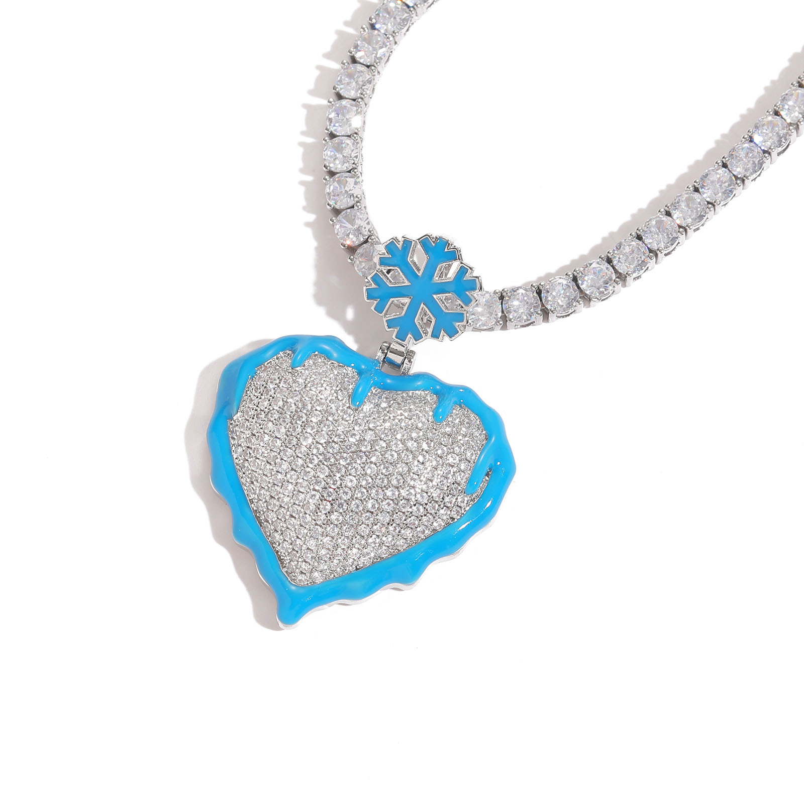silver  Frozen heart luminous pendant-4mm18inch