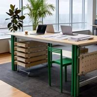 Bureau informatique Bauhaus Ocean Board Table, poste de travail design en bois moderne et minimaliste, avec tiroir à combinaison libre, usage commercial