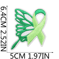 Ruban de sensibilisation rose et vert, patchs thermocollants brodés pour le cancer du sein et la santé mentale, pour vêtements, sacs à dos, chapeaux, DIY, vente en gros