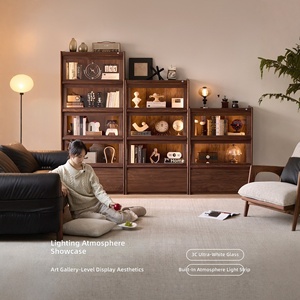 Mueble de Almacenamiento de Lujo para Sala de Estar, Estilo Medieval, de Madera Sólida, con Puertas de Vidrio, Estantes Ajustables y Protección Contra el Polvo - Product Image 4
