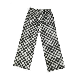 กางเกงยีนส์ลายตารางสำหรับผู้หญิงกางเกงผ้าฝ้ายทรงตรงกางเกงแฟชั่นฤดูใบไม้ผลิออกแบบได้ตามต้องการ - Product Image 2