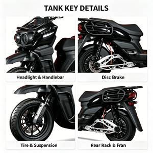 Motocicleta Eléctrica TANK de 1000W de Largo Alcance, Impermeable, 48V/60V/72V, Neumático de 10 Pulgadas, Scooter Eléctrico Resistente para Adultos - Product Image 3