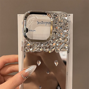 Gương Blingbling Pha Lê Kim Cương chống sốc điện thoại di động trường hợp đối với iPhone 17 Pro Max sang trọng long lanh Rhinestone bìa cho 15 16 - Product Image 3
