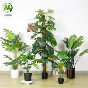 Kunstschildpad Rug Blad Plant Potted Plastic Split Leaf Bonsai Kunstmatige Monstera Groene Plant Sierplant Voor Decor