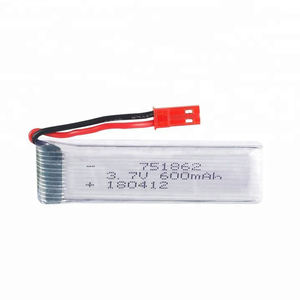 Nhà sản xuất chuyên nghiệp của 25C 3.7V 600mAh <span class=keywords><strong>751862</strong></span> nhỏ lithium <span class=keywords><strong>polymer</strong></span> có thể sạc lại LiPo pin cho RC máy bay trực thăng Pouch - Product Image 1