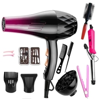 Sèche-cheveux pour voyage et maison Concentrateur négatif/diffuseur/spin Curl/tête rotative Sèche-cheveux ionique 3 réglages de chaleur