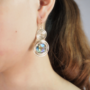 HANSIDON-pendientes de cristal Vintage helicoidales de alambre, joyería chapada en oro, con cuentas, accesorios - Product Image 2