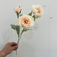 KEWEI 1883 Harga Pabrik Bunga Peony Sutra 3 Tangkai Bunga Peony Putih Dekorasi Bunga untuk Upacara dan Lorong Perlengkapan Grosir