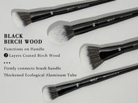 Ensemble de 14 pinceaux de maquillage professionnels personnalisables en poils synthétiques véganes avec manche en bois, brosse à raser, pour la beauté (vente en gros)