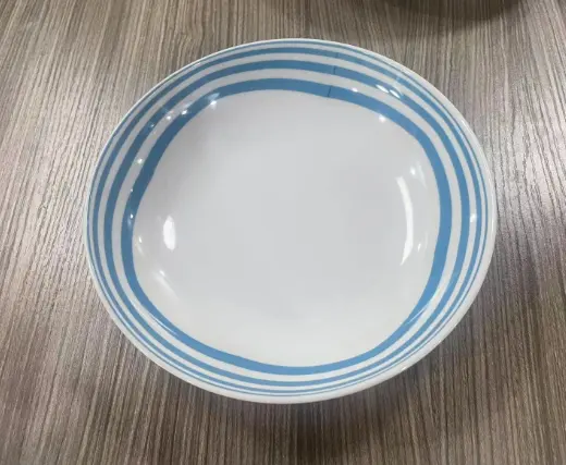 food grade ready to ship lowest price unbreakable wedding plate round melamine plates dishes white and blue decoration plate