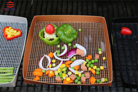 Panier solide de gril de BBQ réutilisable écologique de YOUNGSUN LFGB enduit approuvé de PTFE panier de maille de gril de BBQ résistant à la chaleur