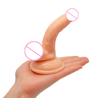 Mini Dildo Curvo Ultra Pequeño con Ventosa Suave, Plug Anal Vestibular, Herramienta Sexual de Empuje, Insertable de 5.2 Pulgadas