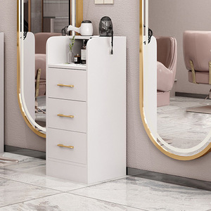 Estilo moderno Barbería y peluquería para el hogar Mesa de herramientas especiales Madera y metal Salón de belleza Cajón Tipo Estante Gabinete - Product Image 4