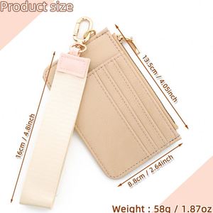 Monedero con múltiples ranuras, monedero con cremallera y cordón de nailon desmontable, tarjetero, bonito estuche para tarjetas para uso diario de mujer - Product Image 3