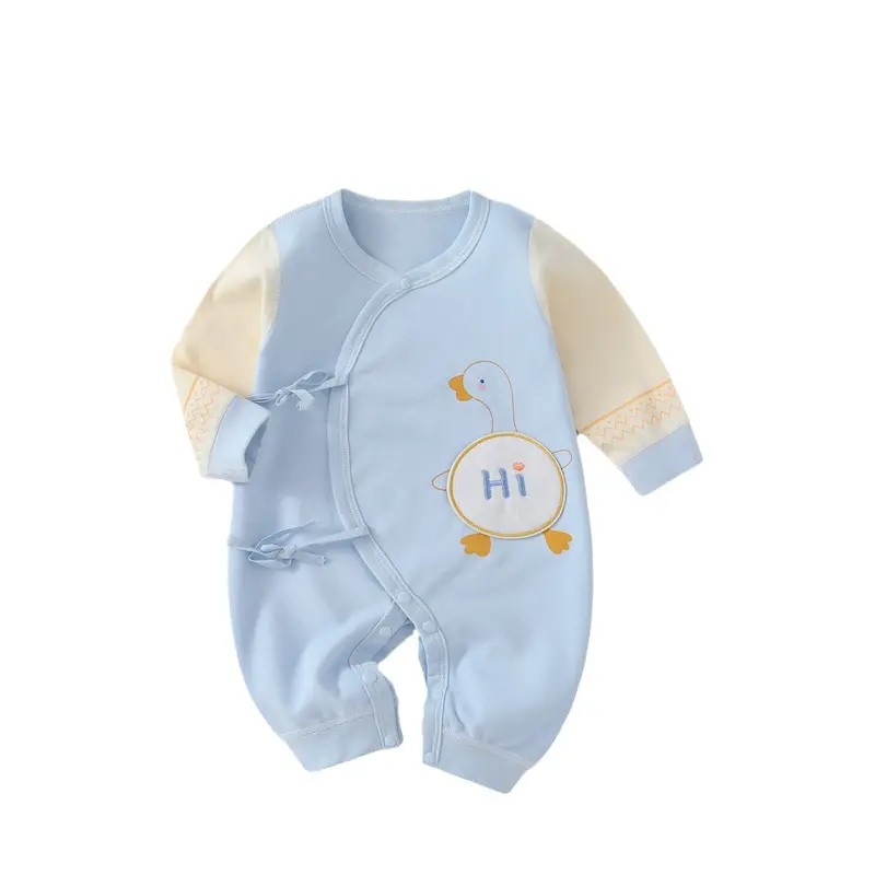 Jumpsuit bayi baru lahir, pakaian katun musim semi halus untuk bayi grosir baju monyet bayi