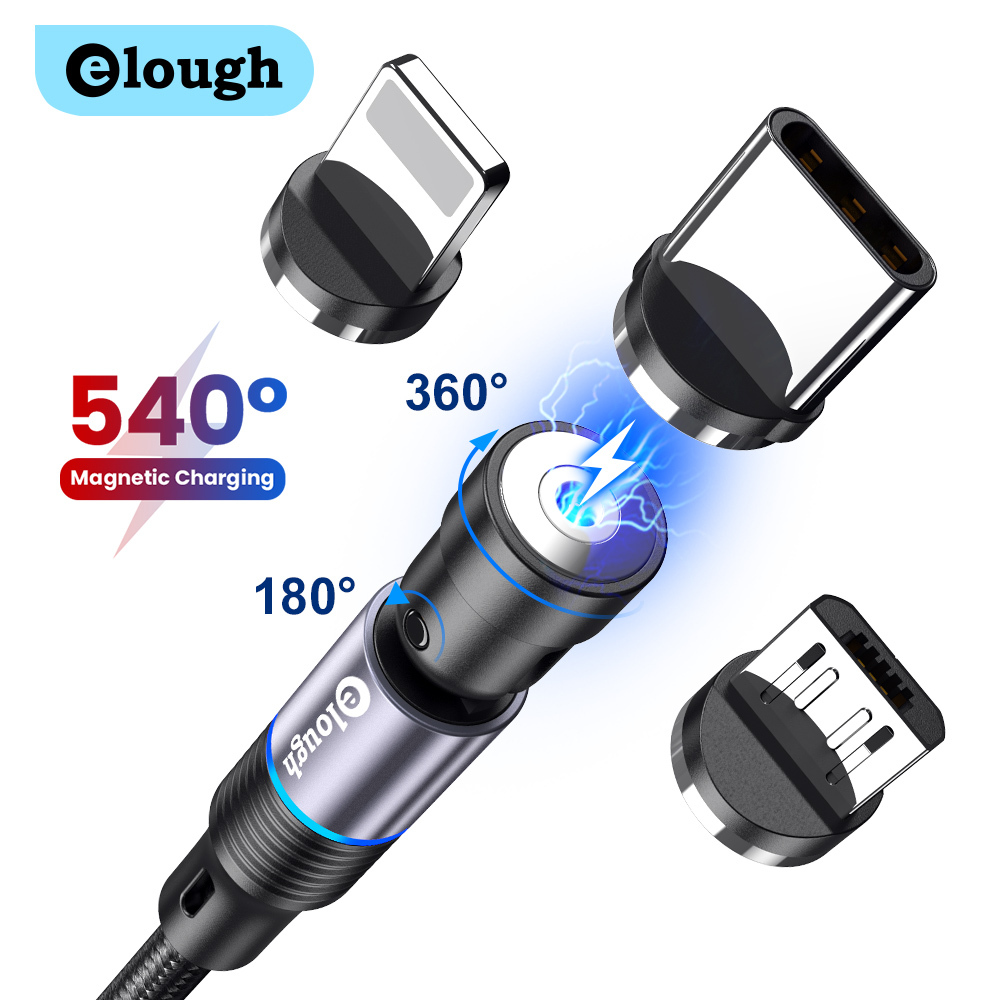 3 in l 540 degree rotation quick charge magnetic data cables 2m 2.4a fast charging charger line for iphone micro usb