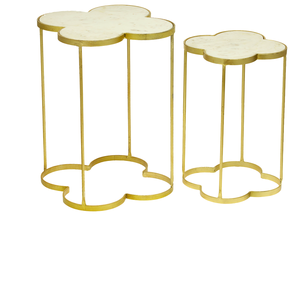 Set of Two Antique Style Rounded Top Designer Side Table Metal Stand Living Room Furniture <b>Corner</b> Metal Coffee Table - Product Image 6