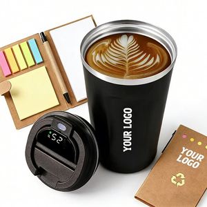 Custom Logo 510ml Stainless Steel Double Wall Smart Coffee Travel Mug with Temperature Display for Office Business Promo Gift - Product Image 1