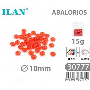 Ilan Abalorios Perline rotonde sfaccettate rosse da 10 mm 15 g per la creazione di gioielli - Product Image 1