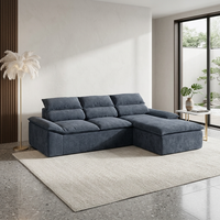 Canapé modulaire en velours capitonné en forme de L, sans structure, 3 places avec ottoman, pour salon, hôtel, villa