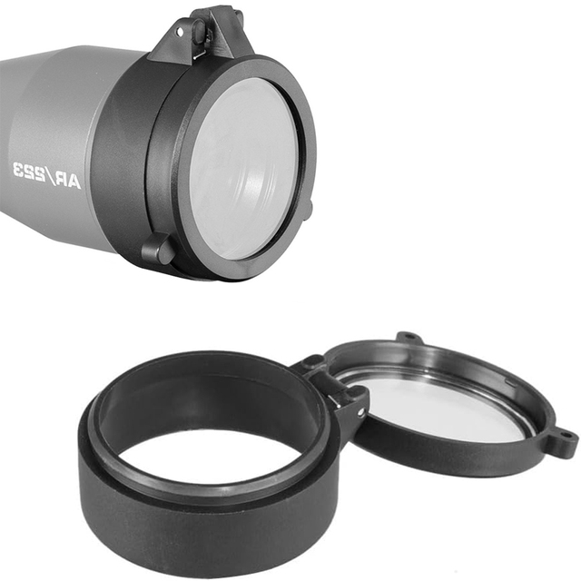 Universal Flip up Scope Caps, Spring Loaded Open Optics Lens Cover, Clear HD Front Lens Protector, for 32.4mm Scope Accessories