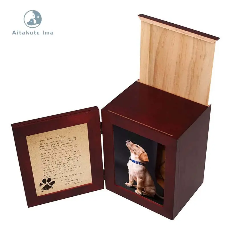 Wooden Cremation Urns Box For Pet Ashes Wooden Pet Urns With Sliding Lid Wood Cremator For Pets