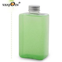 Bouteille carrée plate créative vide 300ml 10oz 500ml 16oz bouteille de boisson jetable de jus frais avec couvercles en métal
