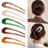 En gros, Épingles à cheveux françaises en écaille de tortue en forme de U, style rétro, pour chignon épais et queue de cheval