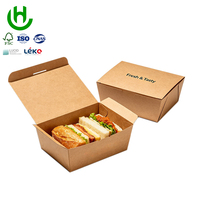 Boîte à bento jetable pour sushis avec compartiments, impression de logo personnalisée, papier kraft recyclable, doublure résistante à l'huile, taille personnalisable