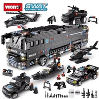 WOMA TOYS C0547 Vente en gros Personnalisable Voiture SWAT Urbaine 1 en 6 Modèle d'avion transformable Ensemble de blocs de construction en briques