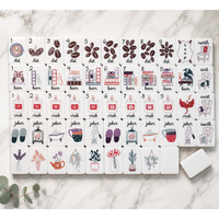 All Things Cozy Wind and Wall Collective Ensemble de Mahjong Américain 160 tuiles Grains de café Livre Hibou Bougie Vase Fauteuil en forme de haricot