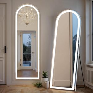 Arched <b>Length</b> with LED Lights, 63"x20" <b>Full</b> Body Wall Lighted Floor Standing <b>Mirror</b>, Hanging or Leaning w/Dimming 3 Color - Product Image 1
