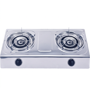 410 Stainless Steel Double-Cooker beautiful double cast iron burner stove with seperate pan support for home appliance - Product Image 1