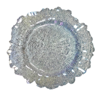 Assiettes de présentation élégantes de 13 pouces, décoratives pour mariage, en PP transparent texturé, pour banquet de mariage, fête