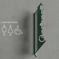 EZD Plaque de porte de toilettes en acier inoxydable avec icônes personnalisées, fixation latérale, pour bureaux et appartements