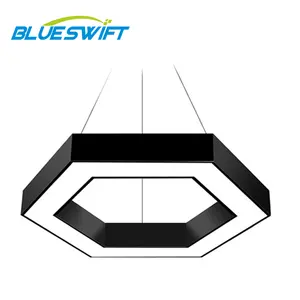 Lámpara colgante Hexagonal de aluminio, luz blanca y negra de alta calidad