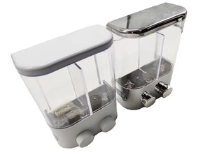 <span class=keywords><strong>Dispensador</strong></span> <span class=keywords><strong>de</strong></span> jabón doble líquido para baño <span class=keywords><strong>de</strong></span> manos <span class=keywords><strong>de</strong></span> plástico <span class=keywords><strong>cromado</strong></span> IProSan 2*400ml - Product Image 2