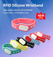 Bracelet RFID en silicone, contrôle d'accès NFC, puce NTAG213, impression de logo personnalisée, étanche, résistant aux intempéries, nouvelle arrivée