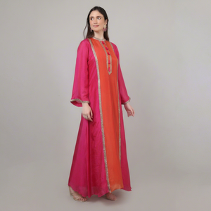 Womens Party Wear 2pc Kurta <b>set</b> Pink Orange <b>colour</b> with Lace and Beads work Elegant Choice For Women - Product Image 1