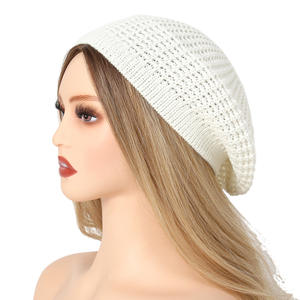 Chapeau béret en tricot d'hiver uni pour <span class=keywords><strong>femme</strong></span>, chaud, en <span class=keywords><strong>crochet</strong></span>, chapeau de peintre polyvalent pour <span class=keywords><strong>femme</strong></span> - Product Image 6