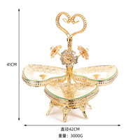 Nouveau Style européen décoration de fruits frais sculpture dorée Snack plateau de service assiette plateau de fruits secs pour la décoration intérieure