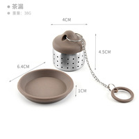 Nouveauté Boule à thé en maille extra fine Infuseur à thé à longue chaîne Filtre à thé en silicone Acier inoxydable 304 Passoire avec plateau d'égouttage