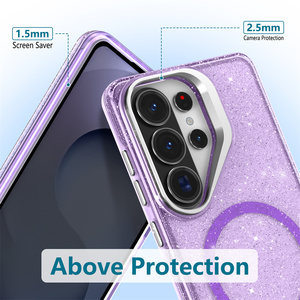 Capa Magnética Transparente com <span class=keywords><strong>Glitter</strong></span> para <span class=keywords><strong>Samsung</strong></span> Galaxy S26 Ultra, Suporte de Lente, Translúcida, Compatível com S25 Ultra, S24, S23, S25 FE, Capa de PC TPU - Product Image 5