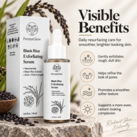 Sérum Visage Éclaircissant et Lissant au Riz Noir Fermenté, Niacinamide, AHA, BHA, Huile Nettoyante Pores, Équilibrant et Rénovateur Cutané