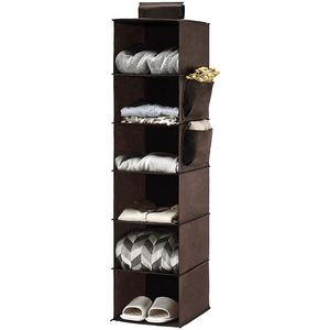 Collapsible Foldable Fabric Hanging Closet Organizer 5-Layer Side Pockets Modern Multi-functional <b>Save</b> <b>Space</b> Clothes <b>Storage</b> - Product Image 5
