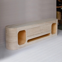 Ensemble de meuble TV et table basse en travertin naturel moderne, tables consoles latérales en bois pour la salle à manger, le salon, les meubles de maison