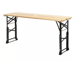 Factory Direct 5.5 Ft <strong>Height</strong> <strong>Adjustable</strong> Wood Picnic <strong>Table</strong> <strong>Folding</strong> Metal Frame Beer <strong>Table</strong> <strong>with</strong> Umbrella Hole for Party - Product Image 1
