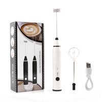Batteur à main rechargeable en acier inoxydable, 3 vitesses, fouet électrique, mousseur à café et lait, écologique, pour cuisine