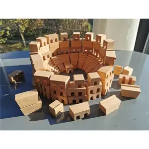 Children Wooden Building Blocks Colosseum Nature Wood Stacking Castle Athletic Bricks Educational Toy