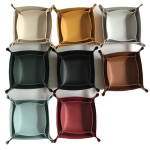Foldable Coin Change Candy Organizer Home Hotel Travel Pu Leather Valet Tray Jewelry Storage Tray